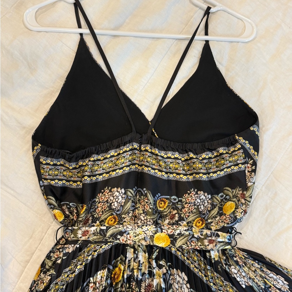 White House Black Market Black Floral Maxi Dress with Yellow Accents - Picture 6 of 7